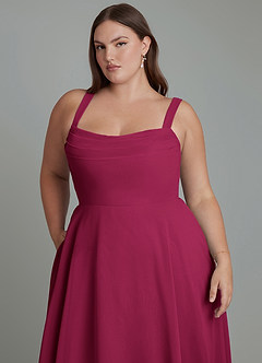 Azazie Shaude Bridesmaid Dresses Burgundy A-Line Pleated Chiffon Dress image7