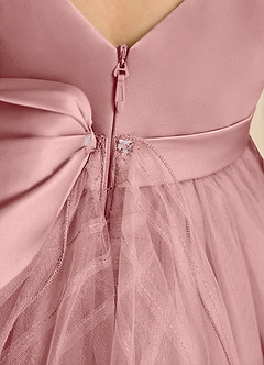 Azazie Pear Flower Girl Dresses Dusty Rose Ball-Gown Bow Tulle Dress image7