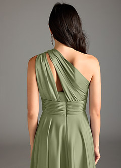 Azazie Charlize Bridesmaid Dresses Garden Sage A-Line One Shoulder Stretch Satin Dress image8