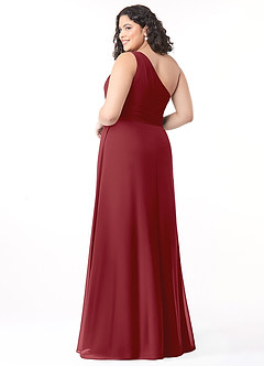 Azazie Dallas Bridesmaid Dresses Pomegranate A-Line One Shoulder Chiffon Dress image7