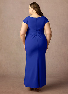 Azazie Tana Mother of the Bride Dresses Royal Blue Mermaid V-Neck Pleated Stretch Crepe Dress image7