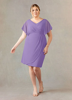 Azazie Julia Abiti per la Madre della Sposa Abito Tubino in Chiffon con Scollo a V a Pieghe Tahiti image9