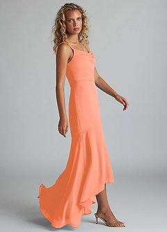Azazie Summer Vestidos de damas de honor Vestido de Atardecer de Gasa de Corte Sirena con Cuello redondo image3