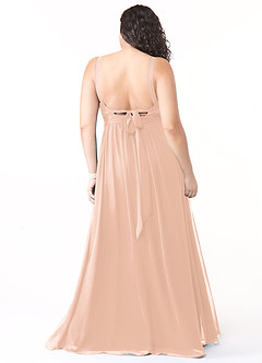 Azazie Aziza Bridesmaid Dresses English Rose A-Line V-Neck Pleated Chiffon Dress image8