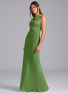 Azazie Evadne Suknie dla druhen Osłona Pofałdowany Szyfon Do ziemi Sukienka image1