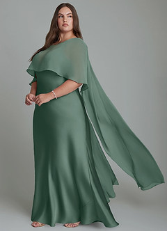 Azazie Stefania Robes de demoiselle d'honneur Robe Trapèze en Satin extensible Eucalyptus image10