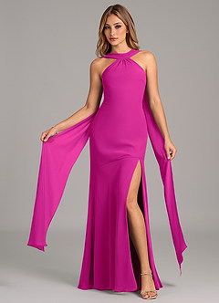 Azazie Kinsley Bridesmaid Dresses Fuchsia Mermaid Pleated Chiffon Dress image5