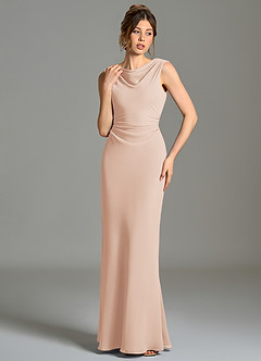 Azazie Kieryn Bridesmaid Dresses English Rose Mermaid Pleated Chiffon Dress image4