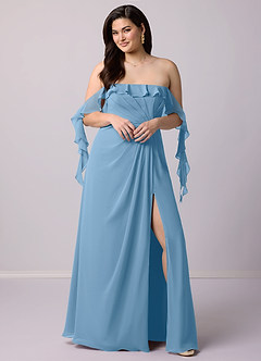 Barbie ♥ Azazie 신부 들러리 드레스 A라인 쉬폰 플로어 길이 드레스 image9