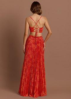 Mariselle Tangerine Pleated Maxi Dress image3