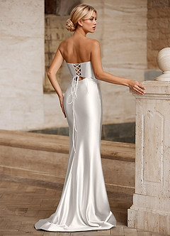 Aelina White Cutout Corset Satin Prom Dress image8