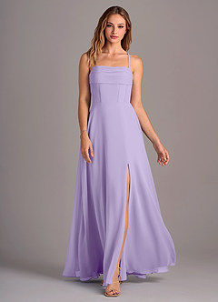 Azazie Carolyn Robes de demoiselle d'honneur Robe Trapèze en Mousseline de soie Plissée Lilas image4