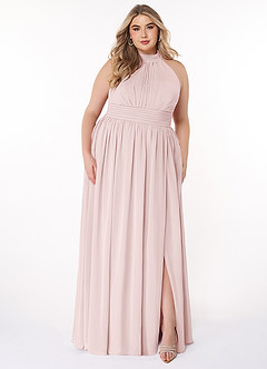 Azazie Iman Bridesmaid Dresses Blushing Pink A-Line A-Line Ruched Chiffon Dress image8