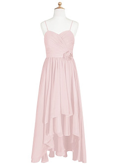 Azazie Catalina Vestido de Rosa Rubor de Gasa/ Chiffon de Acampanado con Volante image6