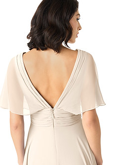 Azazie Pamela Bridesmaid Dresses White Alabaster A-Line V-Neck Pleated Chiffon Dress image5