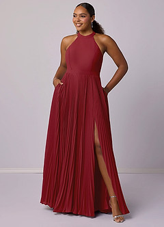 Barbie ♥ Azazie Bridesmaid Dresses Pomegranate A-Line Pleated Chiffon Dress image11