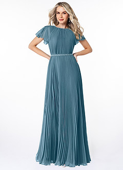 Azazie Kara Modest brudtärna klänningar Klänning A-Line Plisserad Golvlängd Chiffong image1