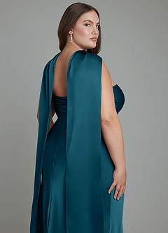 Azazie Saylor Jurken voor bruidsmeisjes Jurk van Stretch Satijn met Zeemeermin Strapless Inkt Blauw image19