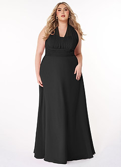 Azazie Fifi Bridesmaid Dresses Black A-Line Strapless Chiffon Convertible Dress image12