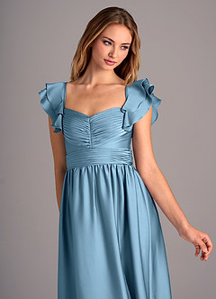 Azazie Anaya Bridesmaid Dresses Steel Blue A-Line Sweetheart Neckline Stretch Satin Convertible Dress image6