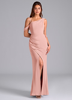 Azazie Madelyn Bridesmaid Dresses Rosette Mermaid One Shoulder Chiffon Convertible Dress image3