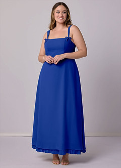 Barbie ♥ Azazie Bridesmaid Dresses Royal Blue A-Line Pleated Chiffon Dress image7