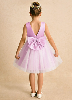 Azazie Esme Blumenmädchenkleider Ballkleid Schleifen Tüll Kleid Bonbonrosa image8