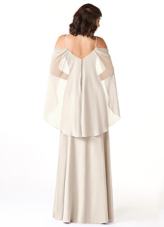 Azazie Cienna Bridesmaid Dresses White Alabaster A-Line Long Sleeve Chiffon Dress image2