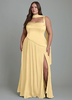 Azazie Stephanie Bridesmaid Dresses Butter A-Line Pleated Stretch Satin Dress image14