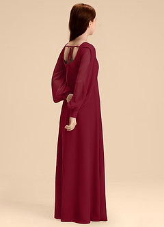 Azazie Bondi Junior Abito A-Line in Chiffon Blusa Borgogna image6