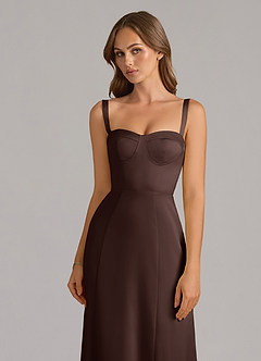 Azazie Amaris Final Sale Ganache A-Line Corset Stretch Satin Dress image5