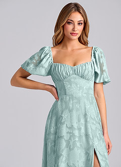 Azazie Mirian Bridesmaid Dresses Mist A-Line Sweetheart Neckline Floral Burnout Dress image7