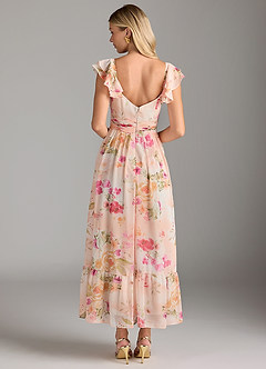 Azazie Anaya Bridesmaid Dresses Abstract Bouquet Floral A-Line Pleated Chiffon Dress image2