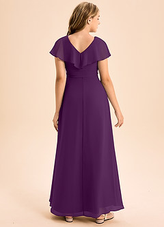 Azazie Lainey Junior Grape A-Line with Pockets Chiffon Dress image2
