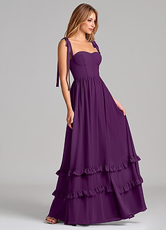 Azazie Anastacia Robes de demoiselle d'honneur Robe Trapèze en Mousseline de soie Encolure en Forme de Cœur Grain De Raisin image3