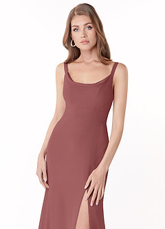 Azazie Salma Final Sale Amethyst Sheath Side Slit Chiffon Dress image5