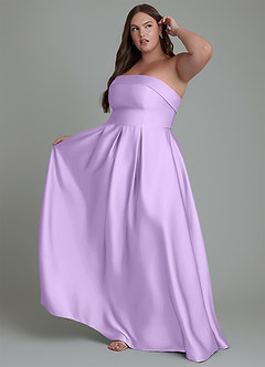 Azazie Lucienne Bridesmaid Dresses Lilac A-Line Strapless Stretch Satin Convertible Dress image9