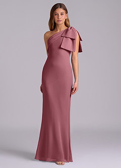 Azazie Yuanna Bridesmaid Dresses Desert Rose Mermaid One Shoulder Chiffon Dress image5