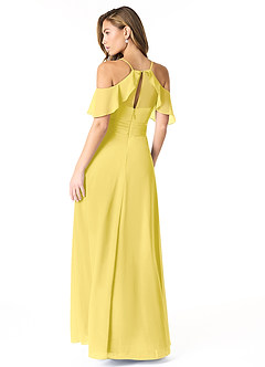 Azazie Dakota At-home Try On Dresses Dusty Sage A-Line V-Neck Pleated Chiffon Dress image2