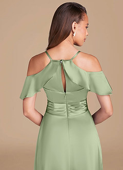 Azazie Dakota Venta Final Vestido de Auburn de Satén Metálico de Corte en A con Vestidos sin tirantes image5