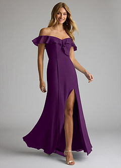 Azazie Sophie Robes de demoiselle d'honneur Robe Trapèze Convertible en Mousseline de soie Épaule décolletée Grain De Raisin image4