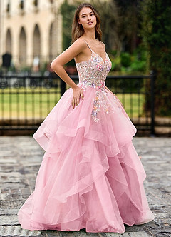 Goartrume Rosa Meerjungfrauen-Tüll-Abendkleid image5