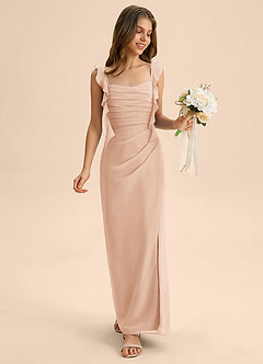Azazie Jessamine Junior English Rose Mermaid Sweetheart Neckline Chiffon Dress image3