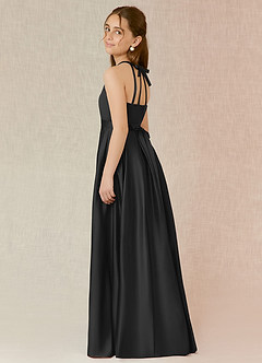 Azazie Arianthe Junior Black A-Line with Pockets Stretch Satin Dress image3