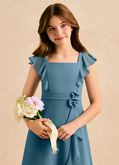 Azazie Soso Girls Formal Flower Girl Klänningar Klänning A-Line i Chiffong Plisserad image6