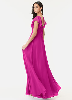 Azazie Bondi Bridesmaid Dresses Fuchsia A-Line Ruffled Chiffon Dress image7