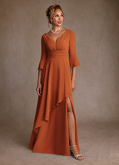 Azazie Eire Abiti per la Madre della Sposa Abito A-Line in Chiffon Plissettato Cannella image4