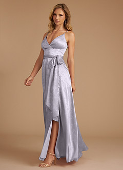 Azazie Sophia Bridesmaid Dresses Pebble Floral Jacquard A-Line Pleated Floral Jacquard Dress image4