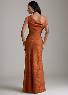 Azazie Emerson Vestidos de madrinha de casamento Vestido Laranja Queimada de Esgotamento Floral de sereia com Fora do ombro image6