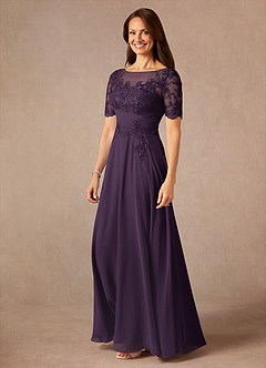 Azazie Raissa Abiti per la Madre della Sposa Abito A-Line in Chiffon Pizzo Prugna image3